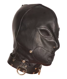 Leather Hood With Zipper Mouth
