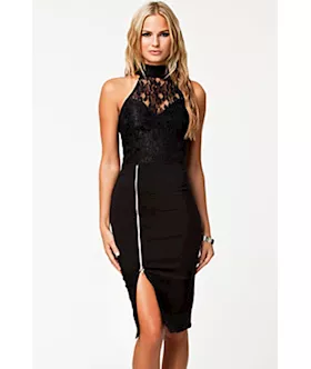 Black Lace Bodice Vintage Dress