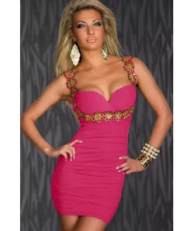 Captivating Flower Applique Stretch Bodycon Dress Roseo