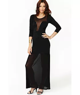 Fever Black Mesh Maxi Dress