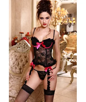 3pc Corset And Pantie And Stockings