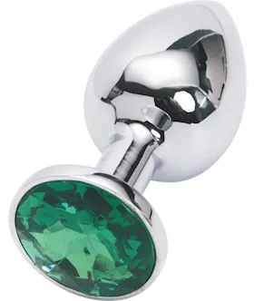 Jewelled Butt Plug -small -silver Green