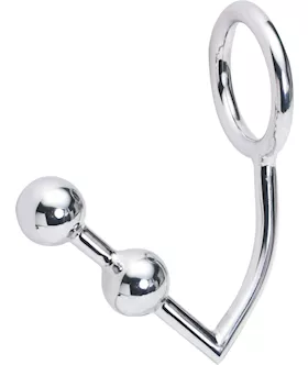 Metal Cock Ring With Anal Beads L