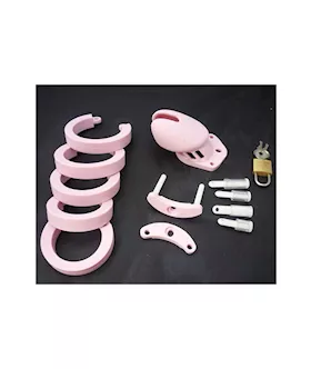 Pretty In Pink Male Chastity Device Set