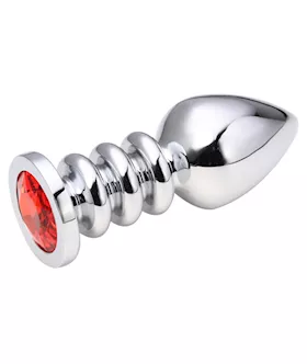 Ridged Jewelled Butt Plug