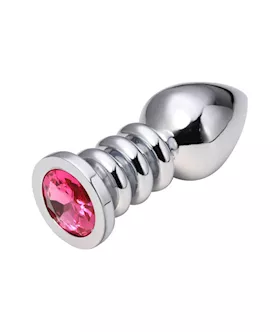Ridged Jewelled Butt Plug