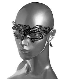 Black Metal Fetish Mask With Crystals