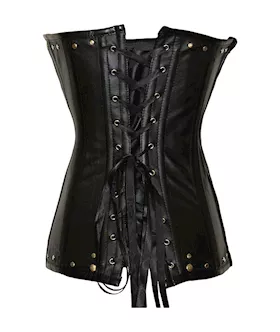 Biker Babe Studded Leather Corset And Thong