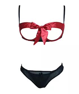 Valentine Present Open Cup And Panty Set