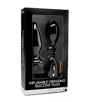 Inflatable Vibrating Silicone Plug Black