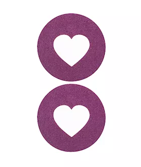 Nipple Sticker Round Open Hearts Purple