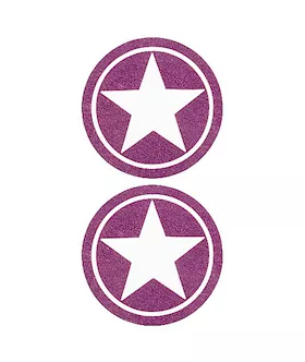 Nipple Sticker Round Open Stars Purple