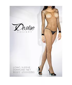 Long Sleeve Diamond Net Bodystocking