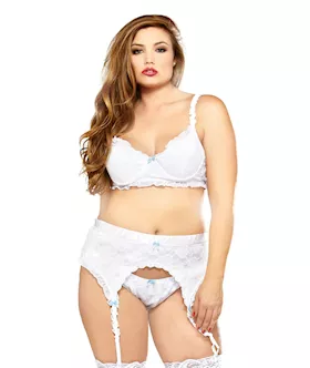 Demi Cup Bra Garter Belt & Panty
