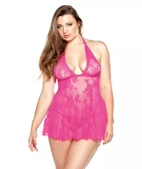 Stretch Lace Chemise & Matching G-string