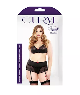 Lace Bra Set With Matching Gartered Crotchless Tap Shorts