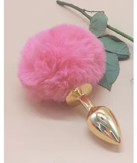Gold Butt Plug With Rabbit Tail