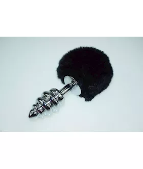 Fluffy Bunny Rippled Butt Plug