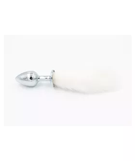 Chrome Butt Plug With Fur Tail