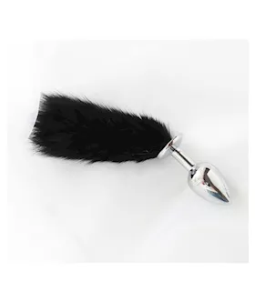 Chrome Butt Plug With Fur Tail