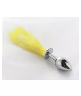 Chrome Butt Plug With Fur Tail