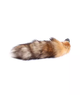 Chrome Butt Plug With Long Fur Tail