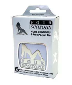 Four Seasons Nude Condoms Collectors White Tin