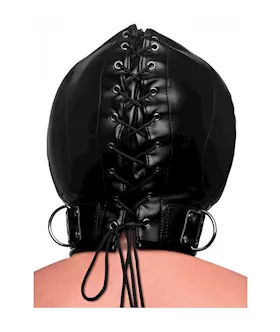 Bondage Hood With Posture Collar And Zippers