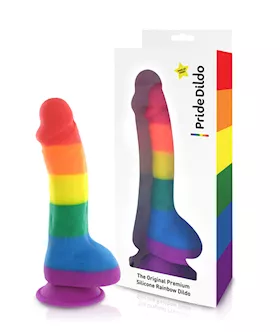 Pride Dildo Silicone Rainbow Dildo With Balls