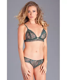 Two-piece Lace Bralette And Panty Set - S/m