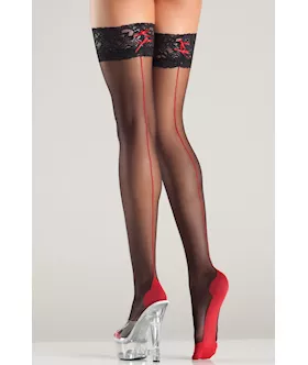 Contrasting Cuban Heel Thigh Highs