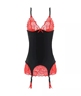 Two Piece Lace Chemise G-string Set With Garter