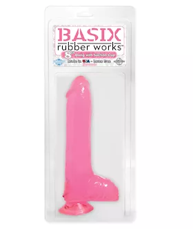 Basix 8 Inch Dong W Suction Pink