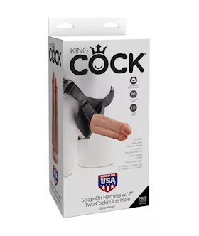 King Cock Strap-on Harness W 7 Inch Two Cocks One Hole