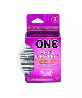 One Mixed Pleasures Condoms 3 Pack