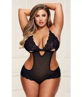 Open Sides Teddy With Lace Detailing