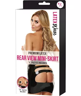 Premium Latex Open Back Rear View Mini Skirt - M/l
