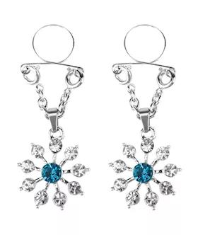 Sapphire And Diamond Star Nipple Rings