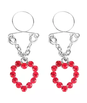 Ruby Hearts Nipple Rings