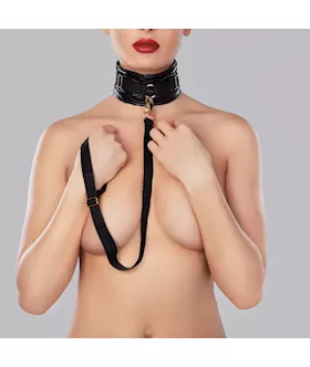 Adore Butter Soft Faux Leather Collar With Leash