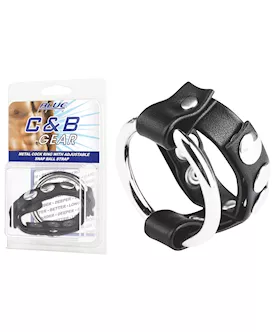 Metal Cock Ring With Adjustable Snap Ball Strap