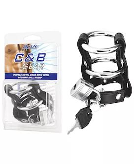Double Metal Cock Ring With Locking Ball Strap