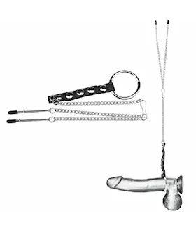 Cock Ring With Nipple Tweezers