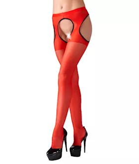 Suspender Tights Red L/xl