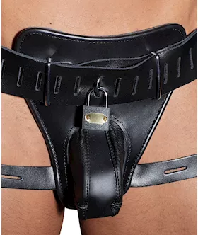 Leather Mens Chastity String 