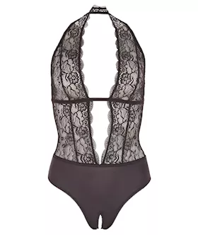 Deep V Crotchless Bodysuit