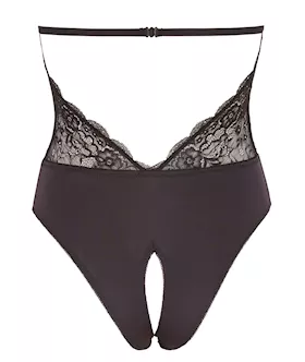 Deep V Crotchless Bodysuit