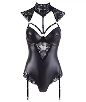 Bodysuit With Lace Inserts - C
