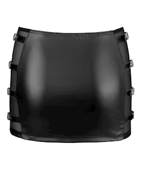 Wetlook Mini Skirt With Buckles