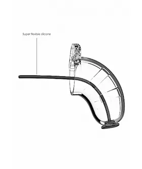 Model 15 - Chastity Cage With Silicone Urethal Sounding Rod - 3.5 Inch